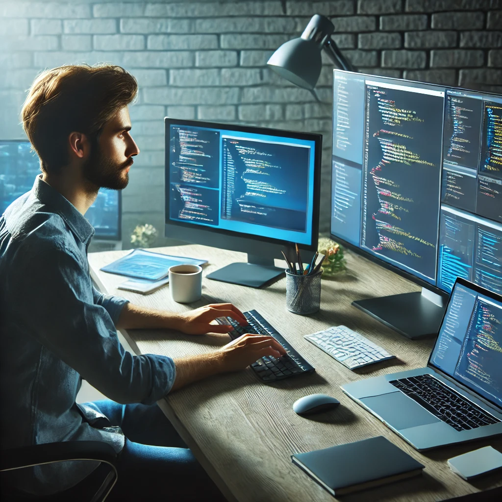 Profesjonalny web developer przy pracy nad projektowaniem stron i sklepów PrestaShop